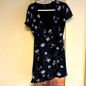 Banana republic black dress with purple flowers